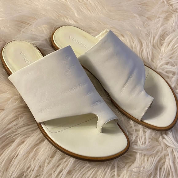 Vince Women's white genuine leather Slide Sandals